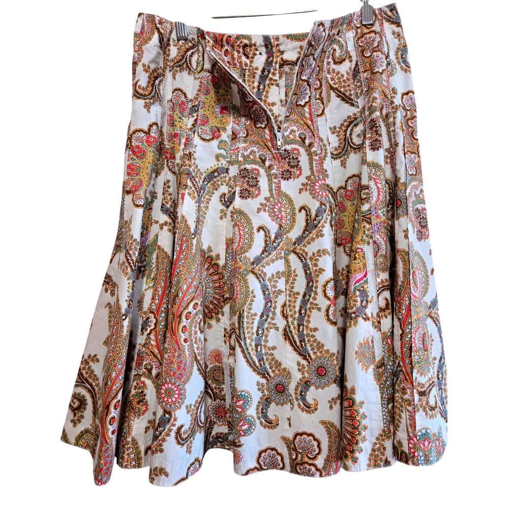 Cabi, Boho, Paisley, Fit & Flare, Faux Button Front Skirt, Multi-Color, Size 8 - Picture 10 of 10
